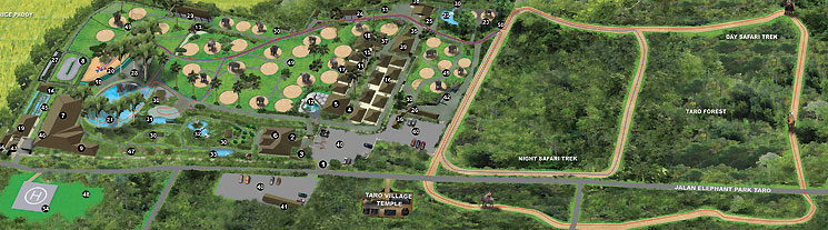 エレファントサファリパークの敷地マップ